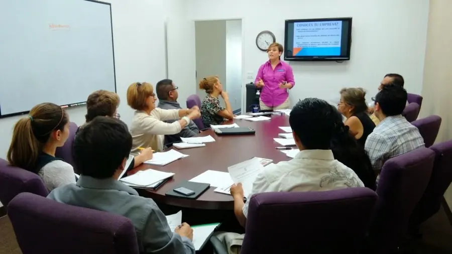 Luz Irene Sanchez presenting to a group of business owners